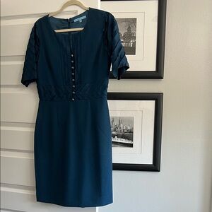ANTONIO MELANI Teal Midi Dress with Button Detail